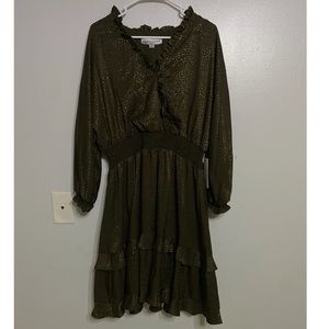 Long sleeve ruffled snakeskin dress